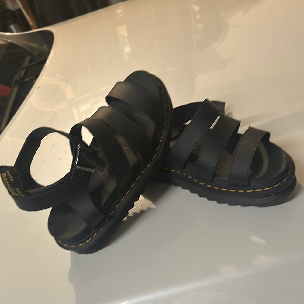 Dr. Martens Black Strappy Sandals with Thick Straps and Sturdy Sole